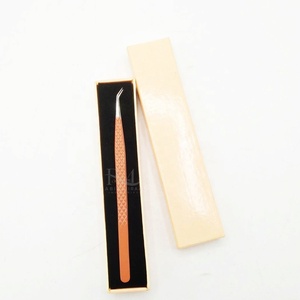แหนบต่อขนตาปลายเงินเคลือบสีพีชอ่อน สแตนเลส / แหนบเดี่ยว บรรจุกล่องการ์ด - Product Image 3