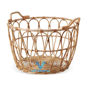 Cesto de Ropa Redondo Rústico Ecológico de Bambú y Ratán Premium, Hecho a Mano, Almacenamiento Natural, Tamaño Personalizado Disponible, Vietrustic - Product Image 1