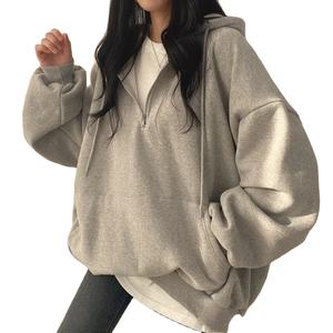 Sudadera de invierno de gran tamaño para mujer con capucha de manga larga suéter suelto sólido ropa de calle informal para Otoño e Invierno - Product Image 4