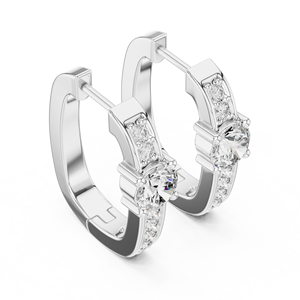 Pendientes de Diamantes Cultivados en Laboratorio en Oro Blanco, Corte Brillante Redondo, Joyería Elegante para Bodas y Fiestas - Product Image 2