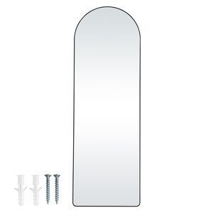 Miroir incurvé sur pied ou mural 65 x 22 pouces, cadre en aluminium, verre flotté - Product Image 1