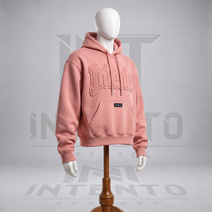 Sudadera con Capucha Unisex Casual con Letras Bordadas en Rosa de Intento, con Bolsillo Frontal Tipo Canguro - Product Image 5