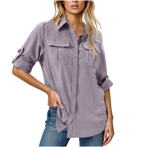 Camisas de Pesca de Último Diseño en Color Sólido y Talla Regular para Mujer, Camisas de Pesca de Corte Holgado para Mujer, Personalizadas - Product Image 1