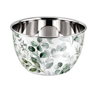 Floral Stainless <b>Steel</b> <b>Bowl</b> Decorative Mixing Serving <b>Bowl</b> with Leaf Pattern for Kitchen Dining - Product Image 2
