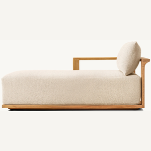Tumbona más vendida hecha de madera de teca duradera con espuma suave para relajarse junto a la piscina con comodidad - Product Image 1