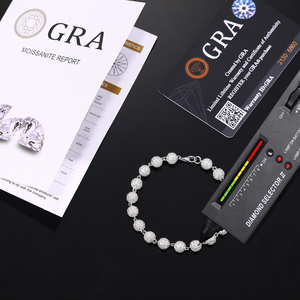 Round Cluster Moissanite Diamond <b>Bracelet</b> 925 Silver Iced Out <b>Ball</b> Link Chain Luxury Jewelry for Men Women Gift - Product Image 2
