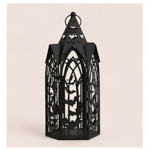 Factory Supply Classic Black <b>Lantern</b> Candle Holder Spooky Bat & Haunted House Tabletop Centerpiece for Halloween Home Decor - Product Image 5