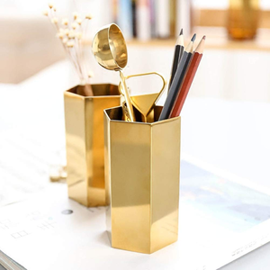 High Quality Brass Pencil Case Storage Box Garden Pencil Pen Pot Makeup <b>Brush</b> Holder Best Selling Sale - Product Image 6