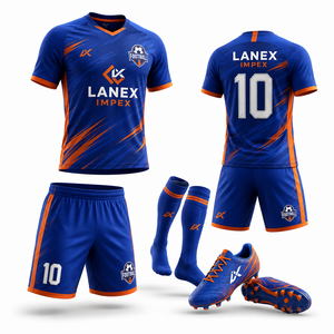 ชุดยูนิฟอร์มฟุตบอลทีมมืออาชีพสีดำ เสื้อและกางเกงขาสั้น น้ำหนักเบา ระบายอากาศได้ดี แห้งเร็ว พิมพ์ลายแบบซับลิเมชั่น - Product Image 5