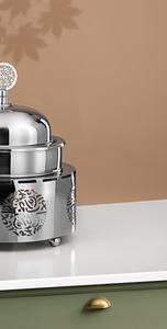 Recipiente Redondo de Acero Inoxidable para Calentar Comida con Caligrafía Árabe Cortada con Láser, con Tapa Enrollable para Catering de Hoteles de Lujo - Product Image 4