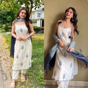 ชุดเสื้อและกางเกงผ้าฝ้ายคอตตอนพิมพ์ลาย Kora khadi ของแท้สำหรับใส่ในสำนักงาน & ดั้งเดิม & เทศกาลดีไซน์เนอร์ - Product Image 4