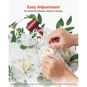10 Piezas de Rosas Blancas Artificiales de 17.7 Pulgadas de Diámetro, Arreglo de Flores Artificiales, Ramo de Boda, Decoraciones de Mesa, Centros de Mesa - Product Image 5