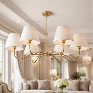 Elegant <b>Modern</b> Mid Century Brass <b>LED</b> Chandelier Multi Adjustable Height Pendant <b>Ceiling</b> Mount Fixture for Dining Room Kitchen - Product Image 2