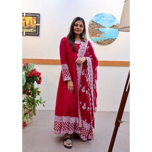 FATEMA FASHION Heavy Georgette Bordado Vestido DE TRABAJO Parte inferior con Dupatta Pink Indian Party Wear Design - Product Image 1