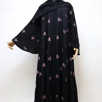 Mütevazı Kadınlar İçin Siyah Abaya, Düz Renk, Hafif, Nefes Alabilen, Dört Yönlü Esneyen, Kırışmaz, Uzun Kollu, Midi Boy, Namazlık Elbise