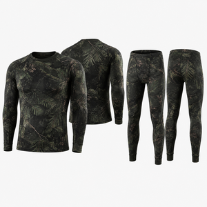 Ensemble de chasse camouflage à manches longues pour homme MEGAMAPLE, respirant, anti-humidité, en polyester imprimé, sous-vêtements longs décontractés - Product Image 1