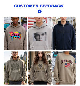 เสื้อฮู้ดผู้ชายผ้าฝ้ายถักนิตสำหรับฤดูหนาว น้ำหนัก 430 กรัม ขายส่งแบบ OEM รับสกรีนโลโก้ตามสั่ง เสื้อฮู้ดขนหนูหนานุ่ม - Product Image 2