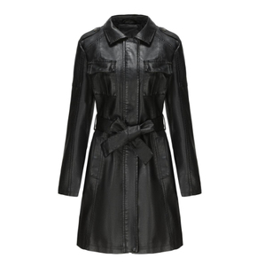 Solid Trader Top Quality Light Weight Soft Touch Material Elegant Silhouette Everyday Winter <b>Warm</b> Coat Womens Long Leather Jacke - Product Image 1