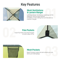 Tenda Dome Otomatis Polyester Lapis Ganda CAMPTOWN BJ-501 untuk 3-4 Orang, Satu Sentuhan, Keluarga, Musim Panas, Kemah, Tahan Air, Empat Musim