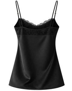 ชุดนอนเซ็กซี่ผ้าซาตินสีดำ แต่งลูกไม้ เสื้อสายเดี่ยว กางเกงขาสั้น ชุดนอนผู้หญิง ชุดนอนผ้าไหมนุ่ม ชุดนอนฤดูร้อน ชุดลำลองสองชิ้น - Product Image 5