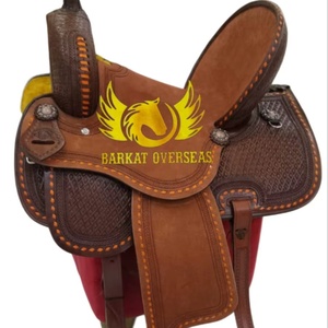 Custom Roughout <b>Soft</b> Seat New Genuine Leather Western Barrel Racing Horse Saddle Wood Orange Buckstitch Portable Riding Dressage - Product Image 1