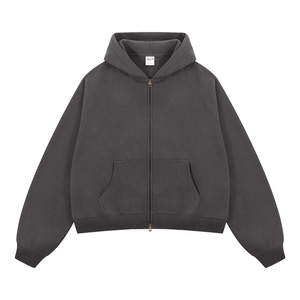 Sweat à capuche zippé en molleton épais de qualité supérieure, 230 grammes, coupe droite, personnalisé pour homme, imprimé automne, coupe courte - Product Image 4