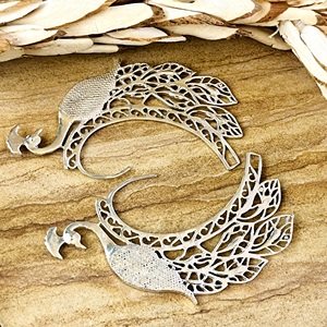 Hot Selling <b>Cuff</b> <b>Earrings</b> Tribal Brass Jewelry Women Silver Plated Animal Peacock Filigree <b>Ear</b> <b>Cuffs</b> <b>Earrings</b> Wholesale/OEM/ODM - Product Image 3