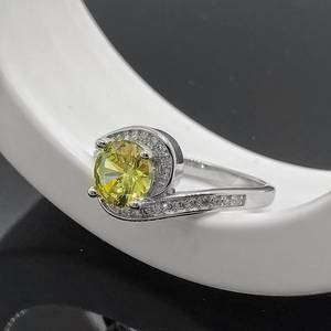 Bague de fiançailles, de promesse ou de mariage en argent sterling avec saphir jaune Swift, cadeau d'anniversaire pour femme - Product Image 4