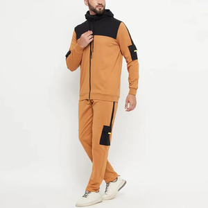 Men's Orange Tracksuit Full <b>Zip</b> <b>Hooded</b> Jacket With Side Pockets Matching Pants Casual Wear Breathable Polyester Autumn Outfit - Product Image 5