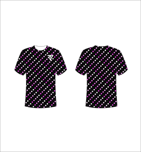 T-shirt à pois noirs pour homme, manches courtes, coupe classique, respirant, décontracté, avec des pois blancs et violets, logo imprimé sur le devant - Product Image 1