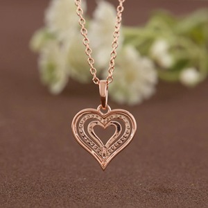 Elegant Design Lab Grown Diamond Triple Heart 14K Solid Gold Pendant <b>Necklace</b> for Women-Wedding Party & Anniversary - Product Image 3
