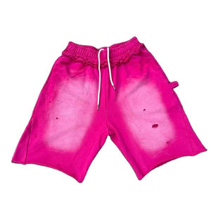 Pantalones Cortos de Algodón para Hombre con Lavado Ácido, Cintura Elástica, Estilo Vintage Urbano, Transpirables, para Adultos - Product Image 1