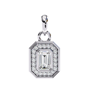 LOISTA Women's White Gold <b>Emerald</b> Cut Diamond <b>Pendant</b> Rhodium Plated Luxury Everyday Wear Jewelry - Product Image 1