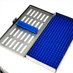 Bandeja de esterilización para instrumentos dentales de acero inoxidable con almohadilla de silicona reutilizable, manual, CE ISO OEM ODM, la mejor oferta al por mayor - Product Image 1