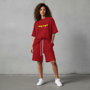 Conjunto de 2 Piezas para Mujer, de Alta Calidad, Hombros Caídos, 100% Algodón, Color Sólido, Encaje Bordado, Estilo Urbano, Hip Hop, Transpirable - Product Image 6
