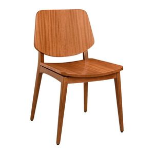 เก้าอี้ทานข้าวไม้สักทันสมัยพร้อมพนักพิงโค้งมนและขาเรียบหรู - Product Image 1