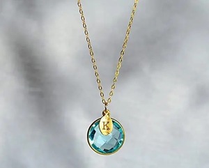 Collar con Bisel de Topacio Azul Cielo Hecho a Mano, Gema Facetada de 14mm, Engaste Chapado en Oro, Joyería de Piedra de Nacimiento de Diciembre, Regalo para Bodas - Product Image 1