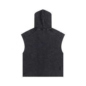 Nouvelle Arrivée Sweat à Capuche Homme Sans Manches avec Fermeture Éclair et Logo Personnalisé, Couleur Unie, pour Fitness - Product Image 2