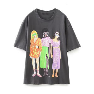 Camisetas de Mujer Tejidas con Estampado Personalizado, Fabricante OEM, Tela de Algodón Premium Suave y Cómoda para Marcas de Moda y Pedidos al por Mayor - Product Image 1