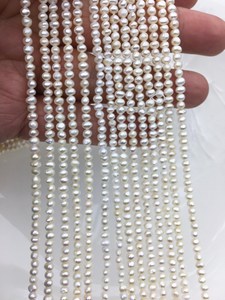 Perles de culture d'eau douce naturelles blanches A Plus, 3,5 mm, forme pomme de terre, haute brillance, en vrac, pour la fabrication de bijoux, tendance - Product Image 3