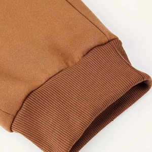 Ensemble de survêtement marron à capuche pour homme, coupe droite, couleur unie, avec poches latérales, en coton, pour l'automne - Product Image 4