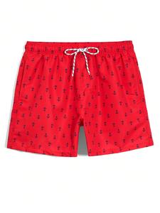 Shorts de bain unisexes pour hommes, séchage rapide, tissu tissé, imprimé floral, au-dessus du genou, légers, respirants, avec cordon de serrage à la taille - Product Image 4