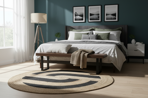 Rectangle Jacquard fait à la main Jute tapis bohème Chic fibre naturelle tapis avec abstrait tapis de prière pour salon décor à la maison - Product Image 6