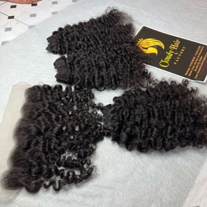 Burmese Curl Bundle Weft Hair Raw Vietnamese Human Hair Natural Black Soft <b>Curly</b> Double Drawn <b>Extensions</b> - Product Image 3