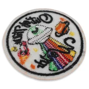 Circular Embroidered Patch With Colorful Fish Design Handmade Chenille Fabric <b>Sew</b>-On Applique Gift Decor - Product Image 2