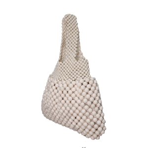 Luxury Handmade Pearl Beaded <b>Hand</b> Bag for Women | Elegant White Bubble Bead Handbag | Fashion Evening Party Purse Korean Style - Product Image 3
