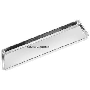 Bandeja Rectangular de Acero Inoxidable con Acabado Mate para Servir Alimentos, Diseño Simple, para Restaurantes, Fiestas, Catering y Repostería - Product Image 3