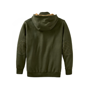 Sudadera con Capucha para Hombre, Color Verde Oliva, con Cuello Abotonado y Bolsillo Frontal, Corte Regular, Material de Felpa, Estilo Casual - Product Image 3