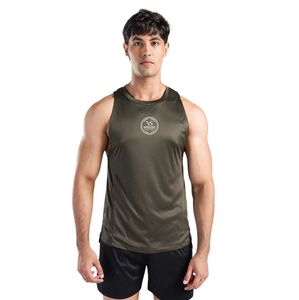 T-shirt de sport ample en coton pour homme Olive Charger Drop Sleeves – Idéal pour l'entraînement, la musculation et le fitness - Product Image 3