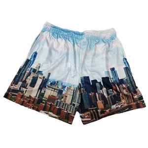 Shorts de sport personnalisés pour hommes, en toile, taille élastique, style streetwear, 100% polyester, respirants, décontractés, noirs, de qualité supérieure - Product Image 4